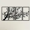 4st/Set Metal Wall Art Tree of Life 4 Pieces Metal Tree Wall Art Tree Sign Metal Wall Decor Interior Dekoration 240304