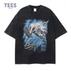 T-shirts pour hommes Anime Nika Luffy T-shirts Streetwear Vintage lavé une pièce chemise surdimensionnée Harajuku Manga Kaidou hauts à manches courtes T-shirts