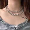 10 mm różowe serce kryształowe kryształowe bransoletka kubańska łańcuch linku do biżuterii Naszyjnik tenisowy dla kobiet