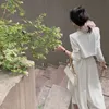 أنيقة أبيض غير رسمي ميدي فستان نساء الصيف سباغيتي حزام عتيق أزياء أزياء الحفلات فيسدوس فيم.