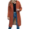 Kvinnorjackor Autumn Winter Long Coat for Women Plysch Warm Faux Fur Lambool Teddy Jacket Female Cardigan Outwear