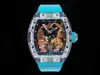 2024 RM51-01 Relógio masculino caixa de cristal material caixa vinho barril relógio safira espelho pulseira de borracha profundidade à prova d'água 100m movimento turbilhão