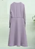 Vestidos casuais 3xl 2xl tamanho roupas 2024 primavera luxuosa mulheres v-pescoço querida fivela deco manga longa meados de bezerro comprimento preto roxo