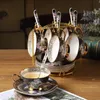 Retro European Style Coffee Cup Set Porcelain Tea Luxurious Bone China Chinese Ceramic Shop Wedding Decoration 240301