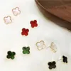 Van Four Leaf Clover Boucles d'oreilles Cleef Boucles d'oreilles Vintage 4/Four Leaf Clover perle boucle d'oreille nuptiale Van designer boucles d'oreilles baroques pour femmeGv1t #