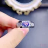 Anello maschile con pietra preziosa naturale di tanzanite, pietra portafortuna in argento sterling 925, fidanzamento, matrimonio, amante romantico, gioielli 240228