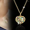 Necklace Earrings Set LEEKER 316L Stainless Steel Gold Silver Color Jewelry Heart For Women Drop Blue Green Enamel LK3