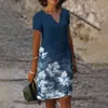 Robe de positionnement de mode de printemps pour femmes, imprimée, col en V, manches courtes