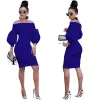 Dress 2022 Women Elegant White Off The Shoulder Bodycon Dress Lantern Long Sleeve Short Dress Sexy Night Club Evening Party Dresses