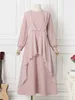 Etnisk kläder Fashion Solid Chiffon Dress Women Spring Sundress Muslim Zanzea Casual Long Sleeve Oregelbundet Vestidos Female Turkey Robe