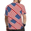 Camiseta masculina com bandeira dos EUA, camisa listrada com estampa esportiva, manga curta, secagem rápida, verão, y2k, casual, tamanho grande