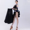 Stage Wear Latin Dance Ballroom Clothes Women V Neck Tassel Tops Flower Skirt Waltz Competition Performance Dress Adult NV19432