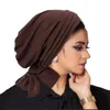 Vêtements ethniques Femmes musulmanes pré-attachées Hijab Bonnet plissé à volants Turban Chemo Cap Underscarf Chapeau de perte de cheveux Islamique Cancer Headwear Écharpe