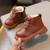 Boots 2-12T All-Match Fashion Warm Girls Boys Kids Leather Autumn Winter Waterproof Children Ankle Snow Boot Toddler Shoes