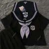 Japansk koreansk stil SXL Student Girls School Uniform Navy Clothing Feminine JK Sailor Shirt Pleated Kirt Cosplay 240301