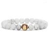 Strand 10pcs Copper Baseball White Howlite Stone Beads Bracelet Buddha Sport Energy Reki Yoga Jewelry2589