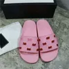 Designer Slippers Slides planos sandálias de borracha de borracha de borracha de borracha azul azul rosa preto floral