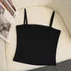 Zbiorniki damskie 2024 Spring/Summer Lace Splice Slim Top Sexy Bra Black Camisole Feminine Fashion