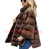 Mink Haining Medium Length Patchwork Brown Fur Jacket Women's Clothing 880797