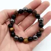 Tiger Eye Gallstone naśladowanie czarny agat z koralikami dla mężczyzn i kobiet parą elastyczną bransoletę liny