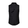 Men's Vests Sloping Collar Men Vest Solid Color Waistcoat Slim Fit Sleeveless Wedding With Lapel For Party