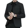 Vestes pour hommes Manteau pour hommes Style d'affaires formel Veste mi-longue avec col rabattu Design à simple boutonnage pour l'automne printemps confortable