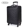 BEASUMORE RETRO PUレザーローリング荷物セットスピナーインチ女性高容量スーツケースホイールメンキャビントロリーJ2207072623