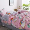 Cartoon Unicorn Children Bed Linen Set Soft Comfortable Soft Bedclothes Bed Cover Pillowcase Sheet Girls Bedding Set for Adults LJ2419