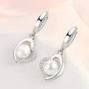 Dangle Earrings Love Heart Pearl & Crystal Zircon Diamonds Gemstones Drop For Women White Gold Silver Color Trendy Jewelry Bijoux Gifts