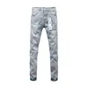 Herenjeans Nieuwe paarse merkjeans Amerikaanse High Street Trendy Fashion Letter bedrukte broek