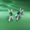 Stud Earrings Retro 925 Sterling Silver 6 8mm Emerald Lab Diamond X-Shaped For Women Gemstone Party Wedding Fine Jewelry