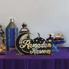 Eid Mubarak Adorno de madera Ramadán Luna Estrella Carta Decoración de mesa para el hogar Colgante musulmán islámico Al Adha Suministros para fiestas 240301