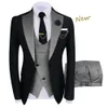 Herrenanzüge, Blazer, modisch für Männer, schmale Passform, zweireihiger Blazer, Hosen, 2-teiliges Set, Abschlussball, Hochzeit, Business-Anzug, Schalkragen, Smoking, 231214