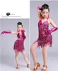 Abbigliamento da palco Costume da ballo latino per bambini Costume da competizione per gruppi di ragazze Abiti da pratica Costumi con paillettes Abiti da ballo