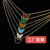 V Necklace New high version Fanjia minimalist small butterfly necklace female four leaf clover plated 18k rose gold lock bone chain white fritillaria