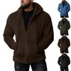 Vestes pour hommes hiver chaud polaire à capuche veste poches couleur unie décontracté polaire résistant au froid épaissi pardessus grande taille manteau