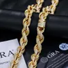 12mm Moissanite Diamond Twist Rope Chain 925 Sterling Silver Hiphop Iced Out Bling Rappers