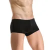 Cuecas de verão homens boxers gelo seda sem costura ultra-fino roupa interior sexy u bolsa shorts sólido translúcido calcinha respirável
