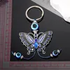 Keychains Crystal Turkiet Blue Eye Bead Butterfly Animal Keychain Keyring For Women Evil Insect Bag biltillbehör Partihandel smycken