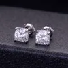 Hippe klassieke Stud Oorbellen Iced Out Big Stone 4,5 mm 6 mm 6,5 mm Zirconia Moissanite kussen gesneden