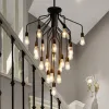 Escada loft villa lustre de teto ferro americano led lâmpada do teto sala estar retro luzes pingente decorações para casa lustre