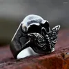 Anéis de cluster Beier 2024 moda aço inoxidável crânio traça anel acherontia lachesis gótico motociclista inseto homens jóias gota