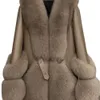 New Fox 2023 Haining Grass Coat Spliced Sheepskin Fashion Women's Wear Slimming Real Leather And Fur Integrated 5099