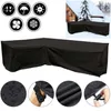 Funda de sofá esquinero en forma de V para exteriores, funda protectora impermeable para sofá, fundas antipolvo para muebles de mimbre para jardín y hogar, color negro 2333