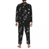 Men's Sleepwear Gothic Vampire Pajama Sets Retro Print Romantic Womens Long Sleeve Loose Daily 2 Pieces Home Suit Plus Size