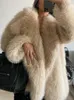 Fourrure de femme Chic Fluffy Revers Femmes Faux Manteau 2024 Hiver Femme Chaud Cardigan Veste Dame À Manches Longues En Peluche High Street Luxe Pardessus