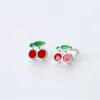 Oorknopjes 925 sterling zilver Handgemaakte kersenoornagels Modieus temperament Klein vers zoet fruit Damesaccessoires