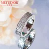 Cluster Ringen 925 Sterling Zilver Paren Ring Ronde Moissanite Kralen Wit Goud Kleur Diamant Volle Hemel Ster Sieraden Voor Vrouwen trouwring