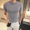 Męskie koszule o szyja dla mężczyzn wielki rozmiar letni krótki rękaw T-shirt męskie luksusowe ubranie Slim Fit Casual Tee Shirt A04