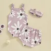 Kläduppsättningar födda babyflickor shorts set ärmlös romer bodysuit blommig ruffle bloomer outfit sommarkläder